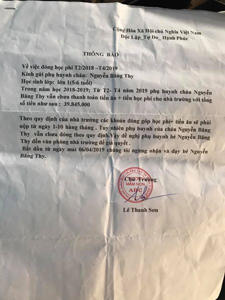 Giáo dục - Trường ngưng nhận trẻ vì phụ huynh nợ tiền: Đóng dấu đã thu tiền là... lỗi nghiệp vụ của kế toán  (Hình 2).