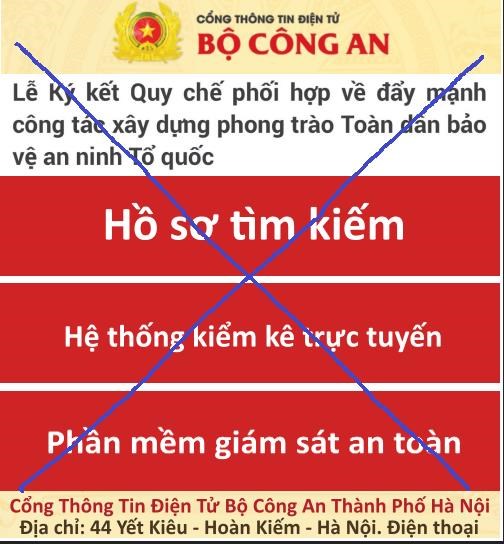 Tin nhanh - Phát hiện trang mạng mạo danh Cổng Thông tin điện tử Bộ Công an