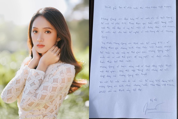 Giải trí - Hé lộ bức thư tay Hương Giang xin rút khỏi Hoa hậu Việt Nam 