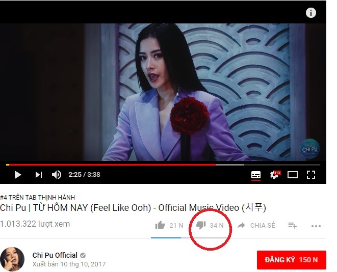 Video - MV 'Từ hôm nay' của Chi Pu nhận 34.000 dislike sau 2 ngày ra mắt