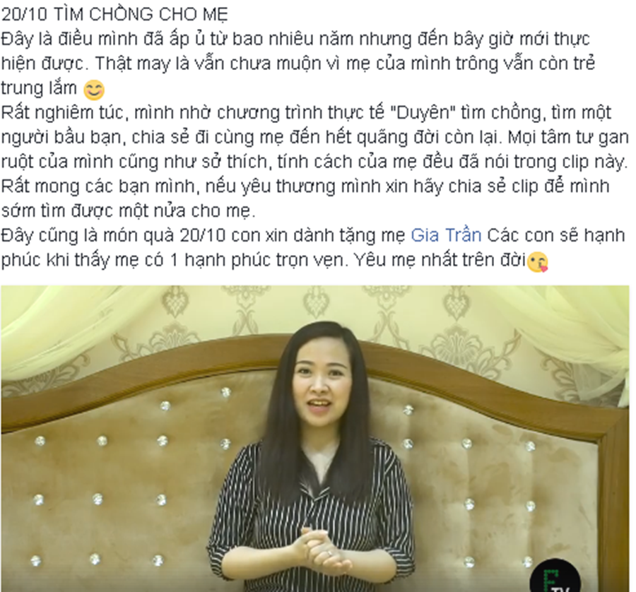 Đời sống - Ngày 20/10: Con gái lên mạng “Tìm chồng cho mẹ” gây xúc động