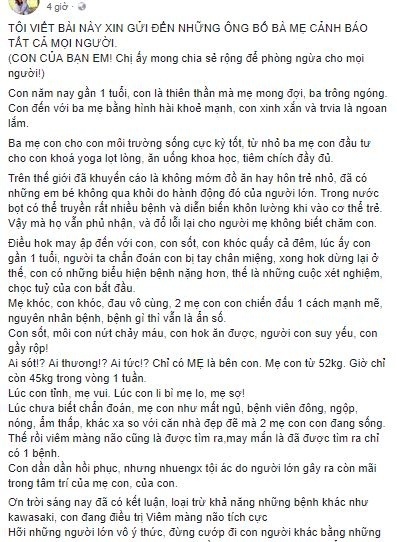 Sự thật đáng suy ngẫm chuyện em bé bị người lạ hôn dẫn đến viêm màng não