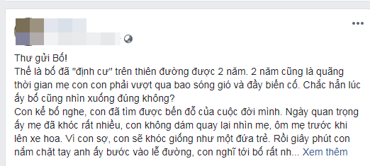 Cộng đồng mạng - Lá thư gửi bố 'định cư ở thiên đường' khiến ngàn người rơi nước mắt (Hình 2).