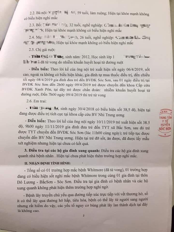 Tin nhanh - Hai anh em ruột ở Hà Nội tử vong do vi khuẩn Whitmore: Chưa đủ bằng chứng về việc lây cho nhau