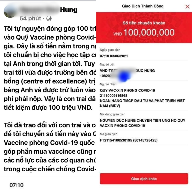 Dân sinh - Hành động ý nghĩa của ông bố góp 100 triệu vào quỹ vắc-xin Covid-19