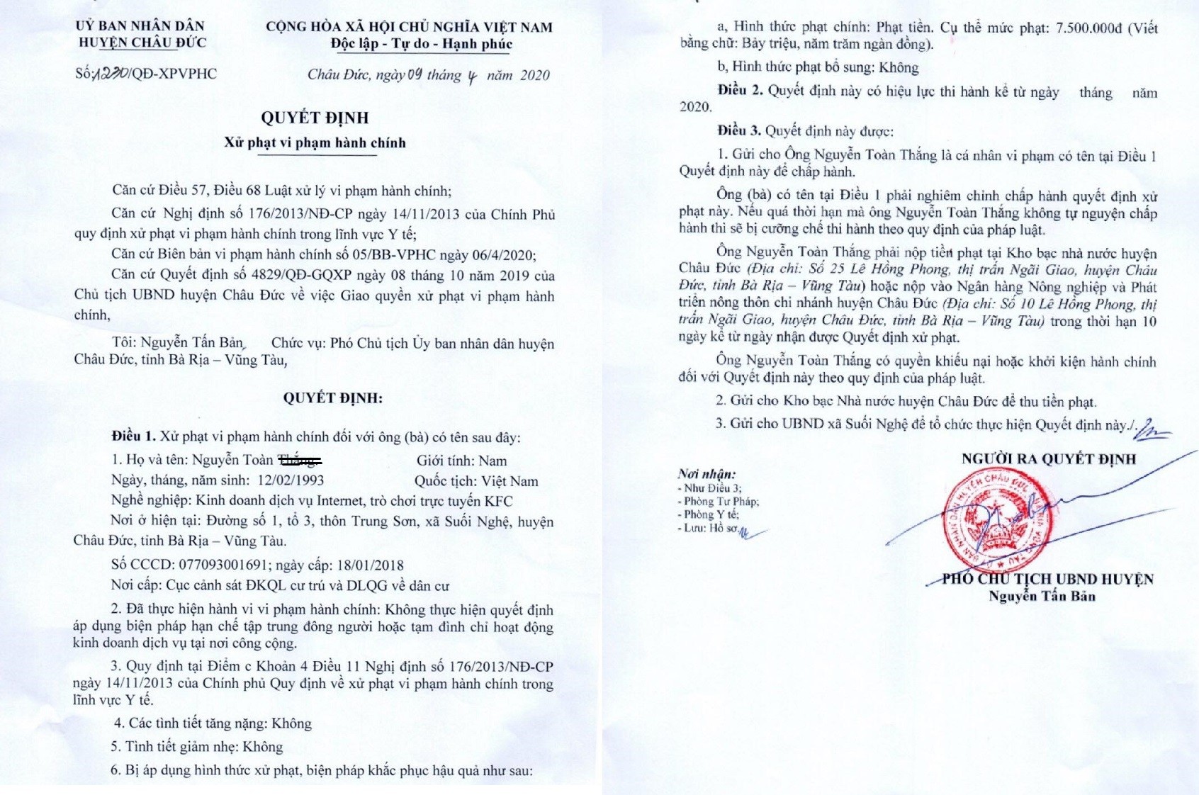 Tin nhanh -  Bà Rịa – Vũng Tàu: Thêm một trường hợp ở huyện Châu Đức bị xử phạt 7,5 triệu đồng vì mở cửa tiệm game (Hình 2).