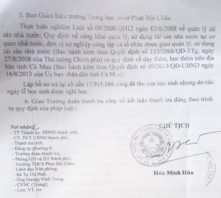 Giáo dục - Cà Mau: Phát hiện nhiều sai phạm tại trường THCS Phan Bội Châu (Hình 2).