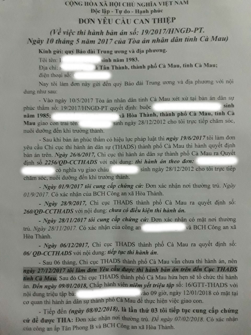 Hồ sơ điều tra - Chi cục THADS TP.Cà Mau né trả lời vụ chậm thi hành án?