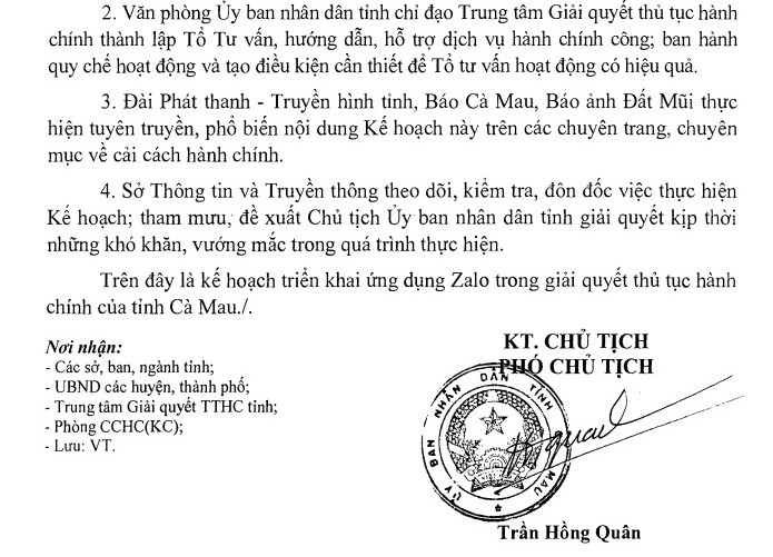 Tin nhanh - Cà Mau: Sẽ triển khai ứng dụng Zalo trong giải quyết thủ tục hành chính (Hình 2).