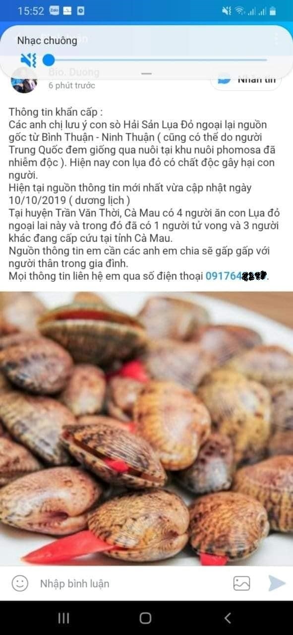 Tin nhanh - Thực hư thông tin ăn sò lụa đỏ tử vong tại Cà Mau