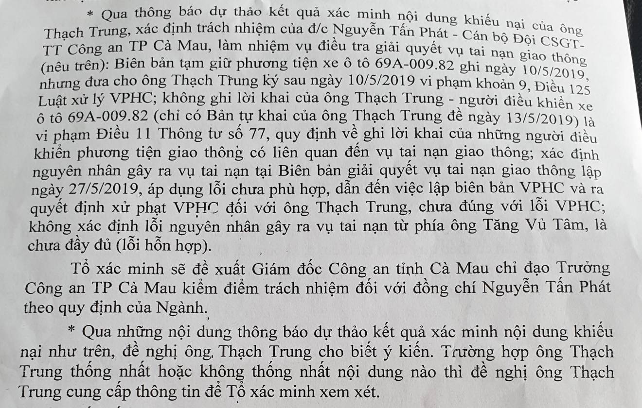 Tin nhanh - Cà Mau: Đề xuất kiểm điểm cán bộ công an trong vụ giải quyết TNGT (Hình 2).