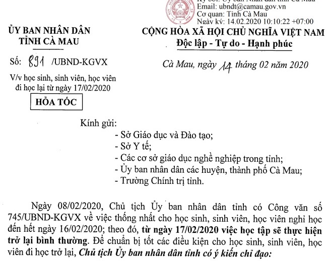 Giáo dục - Cà Mau chuẩn bị các điều kiện cho học sinh đi học lại vào ngày 17/2