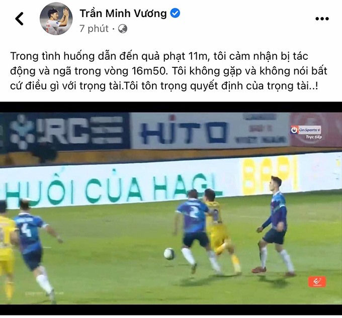 Bóng đá Việt Nam - Trưởng Ban trọng tài VFF: 'Minh Vương tự vấp ngã, trọng tài đã sai'