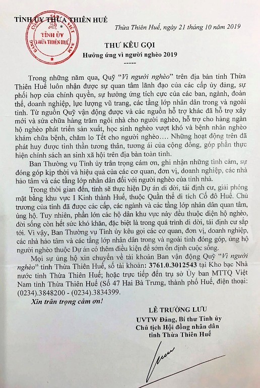 Dân sinh - Bức thư khiến người nghèo trong cuộc di dời dân lịch sử ở Huế an lòng