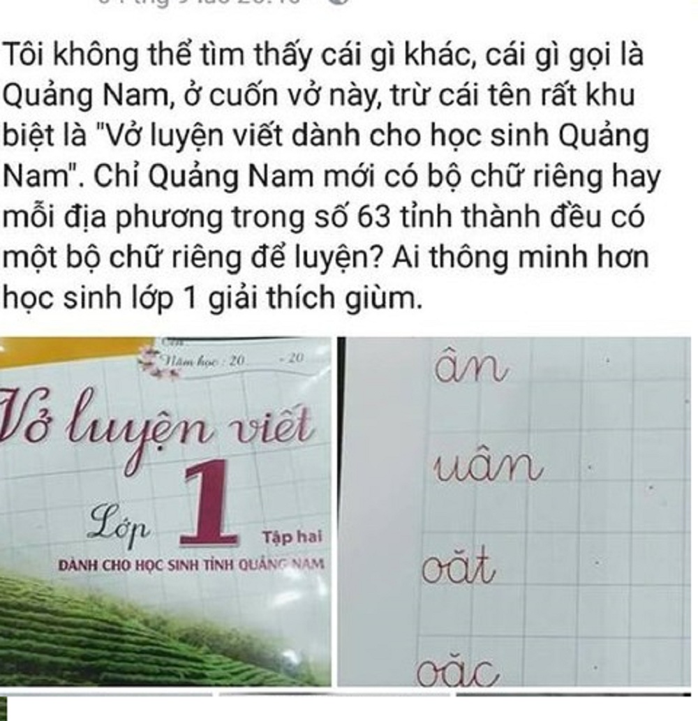 Giáo dục - Lạ lùng 'Vở luyện viết cho học sinh tỉnh Quảng Nam'?!