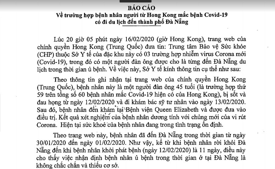 Tin nhanh - TP.Đà Nẵng chính thức lên tiếng về việc du khách Hồng Kông nhiễm Covid-19 từng đến du lịch