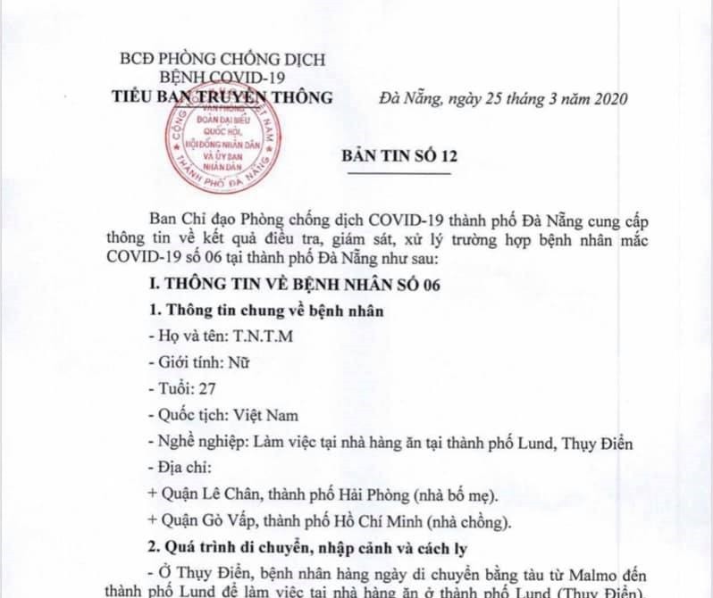 Tin nhanh - Lịch trình di chuyển của ca bệnh Covid-19 thứ 135/141 ở TP. Đà Nẵng