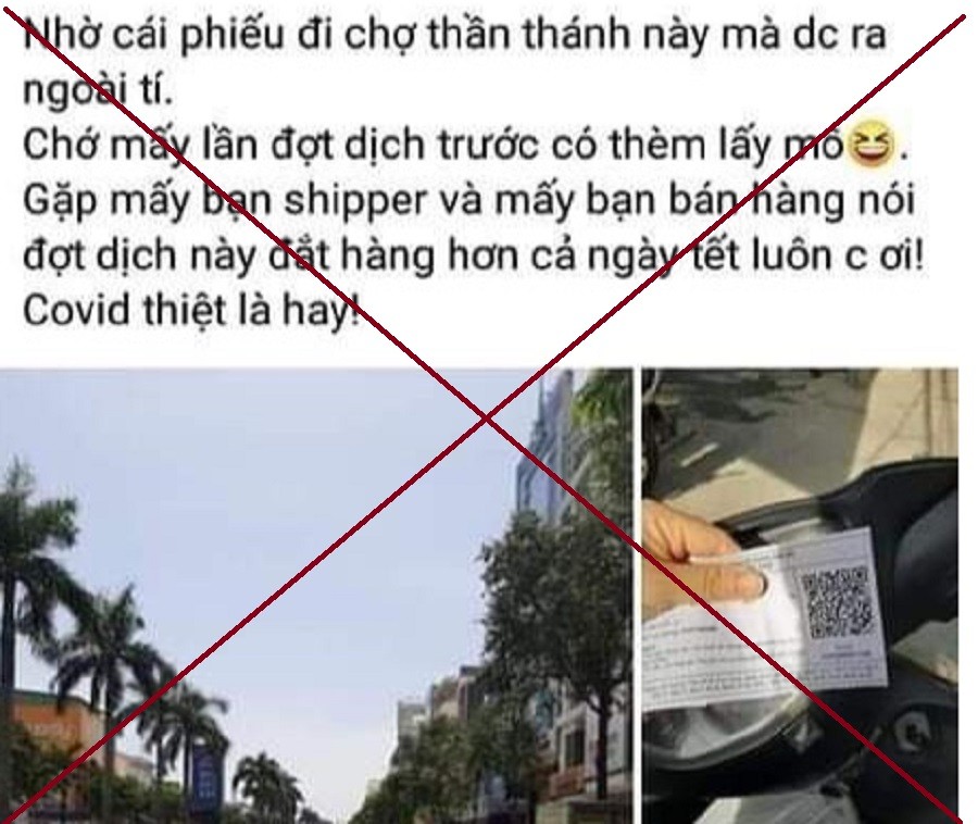 An ninh - Hình sự - Lập hồ sơ xử lý người phụ nữ lợi dụng thẻ đi chợ thông chốt đi chơi, khoe Facebook