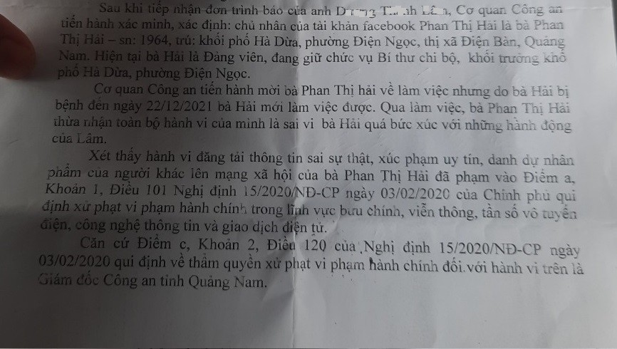 An ninh - Hình sự - Quảng Nam: Xem xét xử phạt một Khối trưởng vì xúc phạm người khác