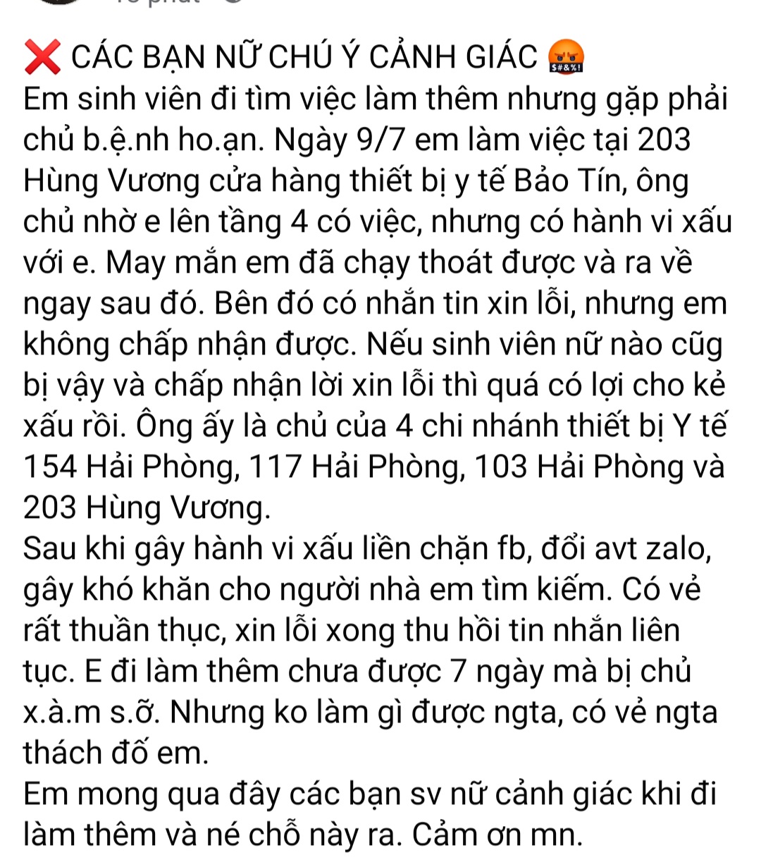 An ninh - Hình sự - Đà Nẵng: Công an vào cuộc vụ nhiều nữ sinh phản ánh bị ông chủ sàm sỡ 