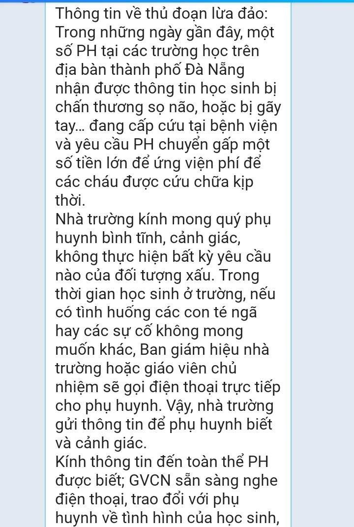 Giáo dục - Tp.Đà Nẵng: Báo động chiêu lừa 'con bị tai nạn, cần tiền mổ gấp' (Hình 2).