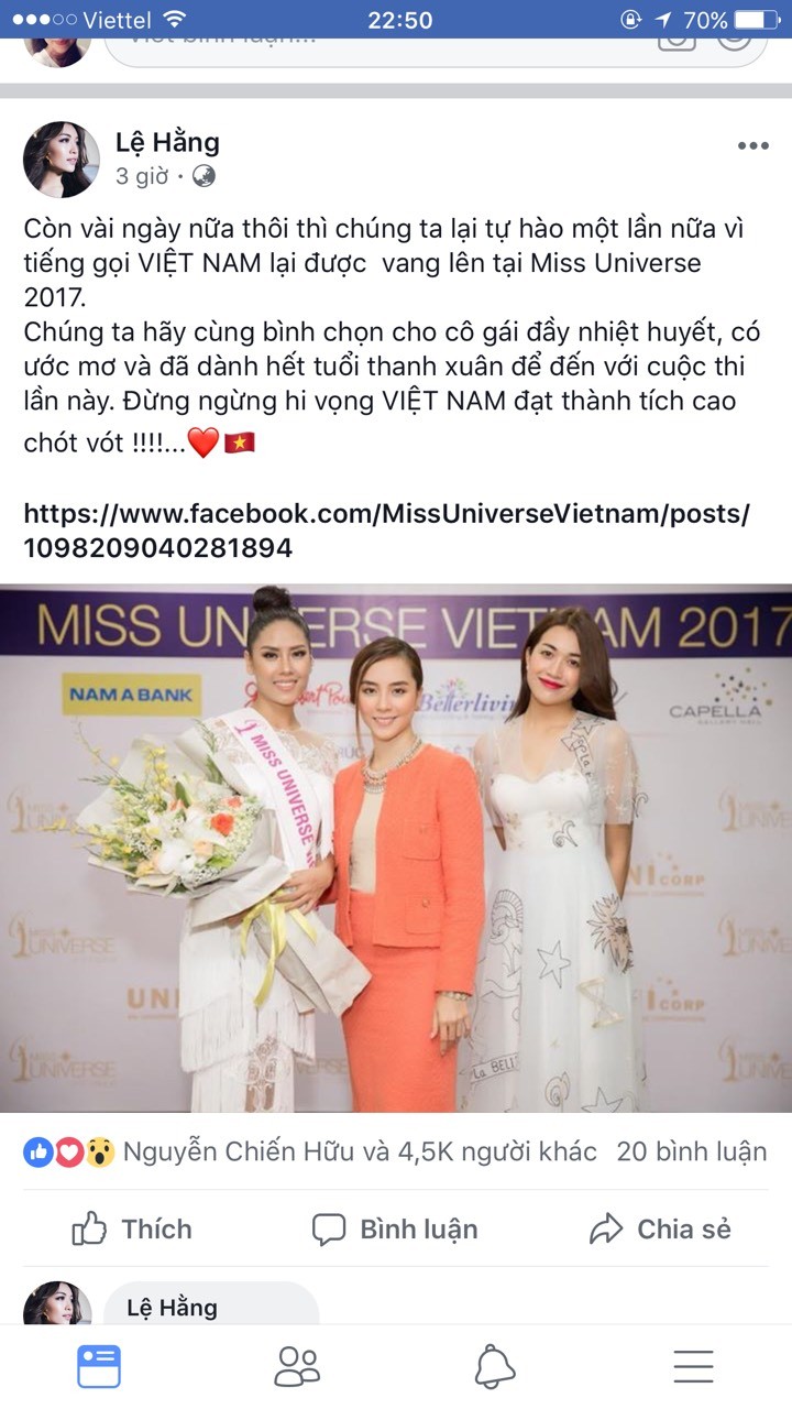 Sự kiện - Mỹ nhân Việt kêu gọi bình chọn cho Nguyễn Thị Loan tại Miss Universe 2017 (Hình 2).