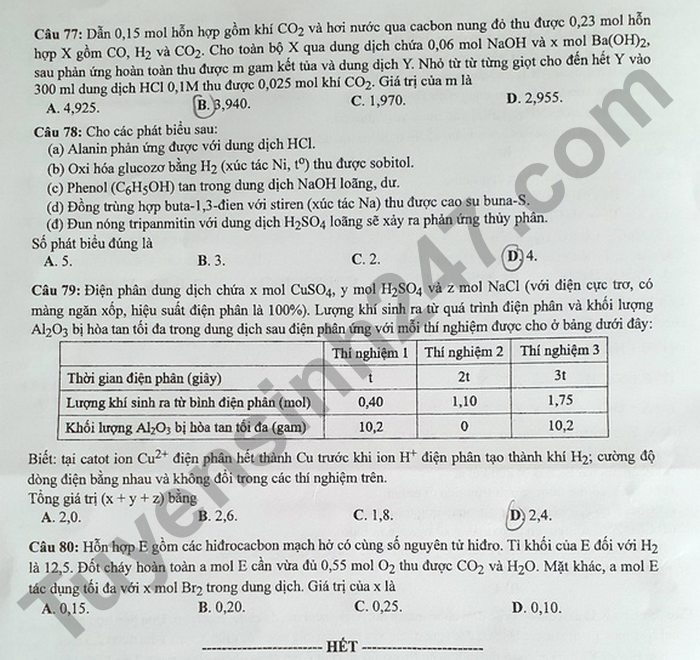 Giáo dục - Đáp án đề thi môn Hóa học tốt nghiệp THPT 2022 chuẩn nhất mã đề 206 (Hình 5).