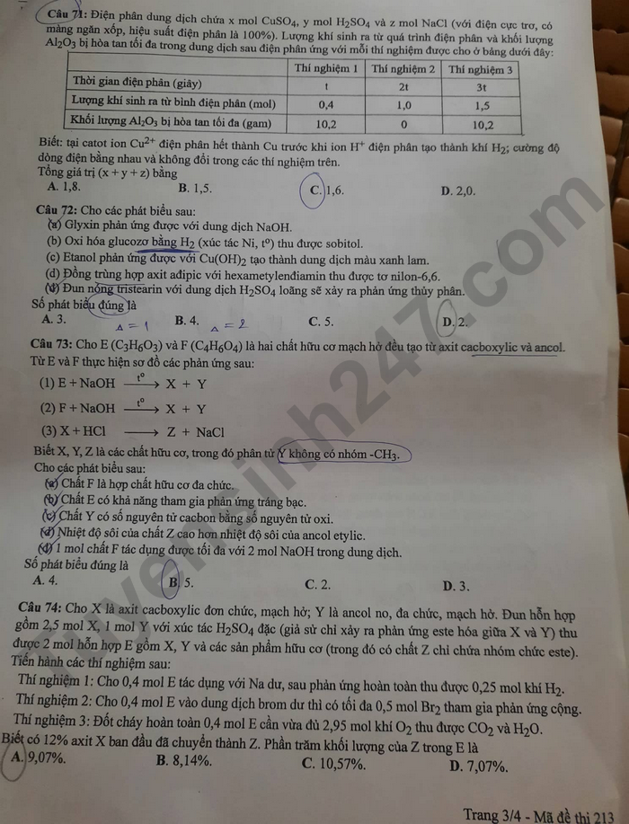 Giáo dục - Đáp án đề thi môn Hóa học tốt nghiệp THPT 2022 chuẩn nhất mã đề 213 (Hình 4).