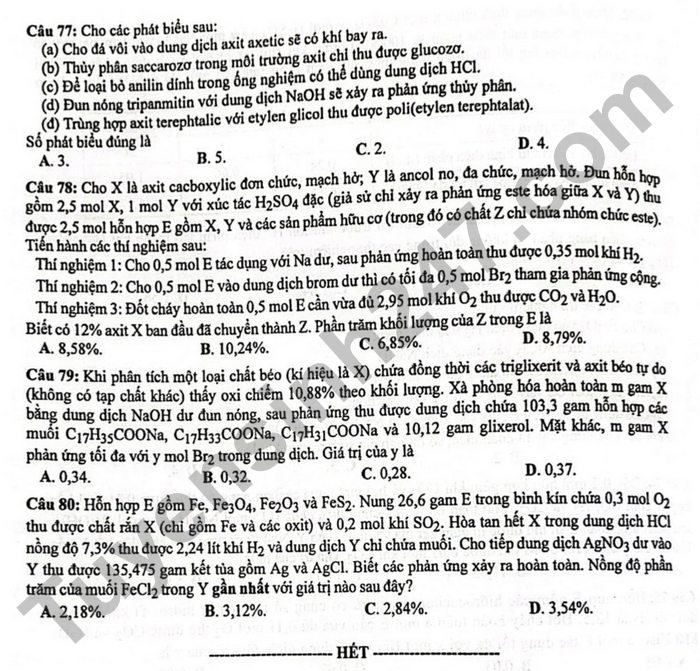 Giáo dục - Đáp án đề thi môn Hóa học tốt nghiệp THPT 2022 chuẩn nhất mã đề 218 (Hình 5).