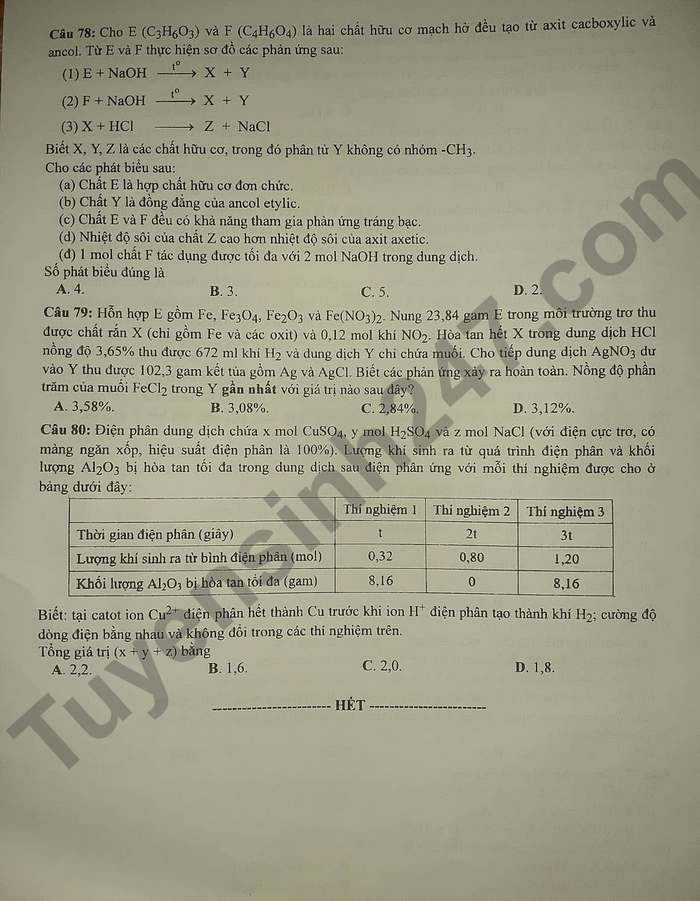 Giáo dục - Đáp án đề thi môn Hóa học tốt nghiệp THPT 2022 chuẩn nhất mã đề 223 (Hình 5).