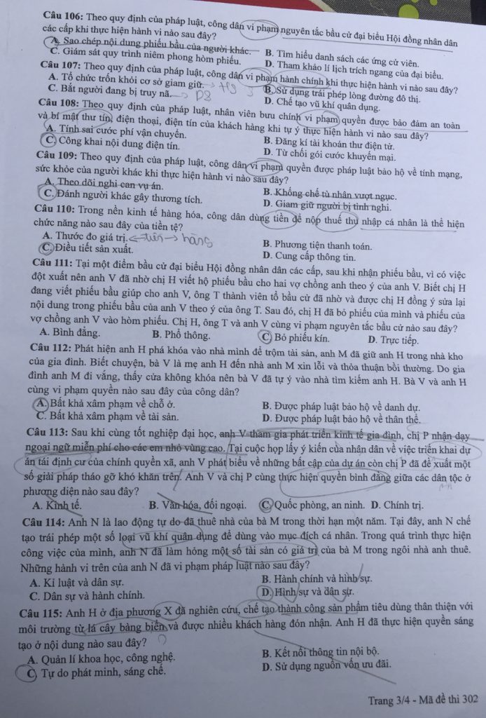 Giáo dục - Đáp án đề thi môn GDCD mã đề 302 thi tốt nghiệp THPT năm 2022 (Hình 3).