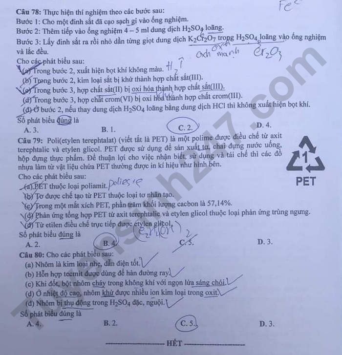 Giáo dục - Đề thi, gợi ý đáp án môn Hóa học mã đề 202 thi tốt nghiệp THPT 2023 (Hình 4).