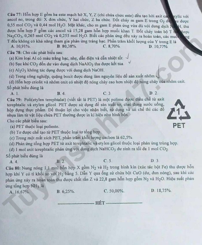 Giáo dục - Đề thi, gợi ý đáp án môn Hóa học mã đề 211 thi tốt nghiệp THPT 2023 (Hình 4).