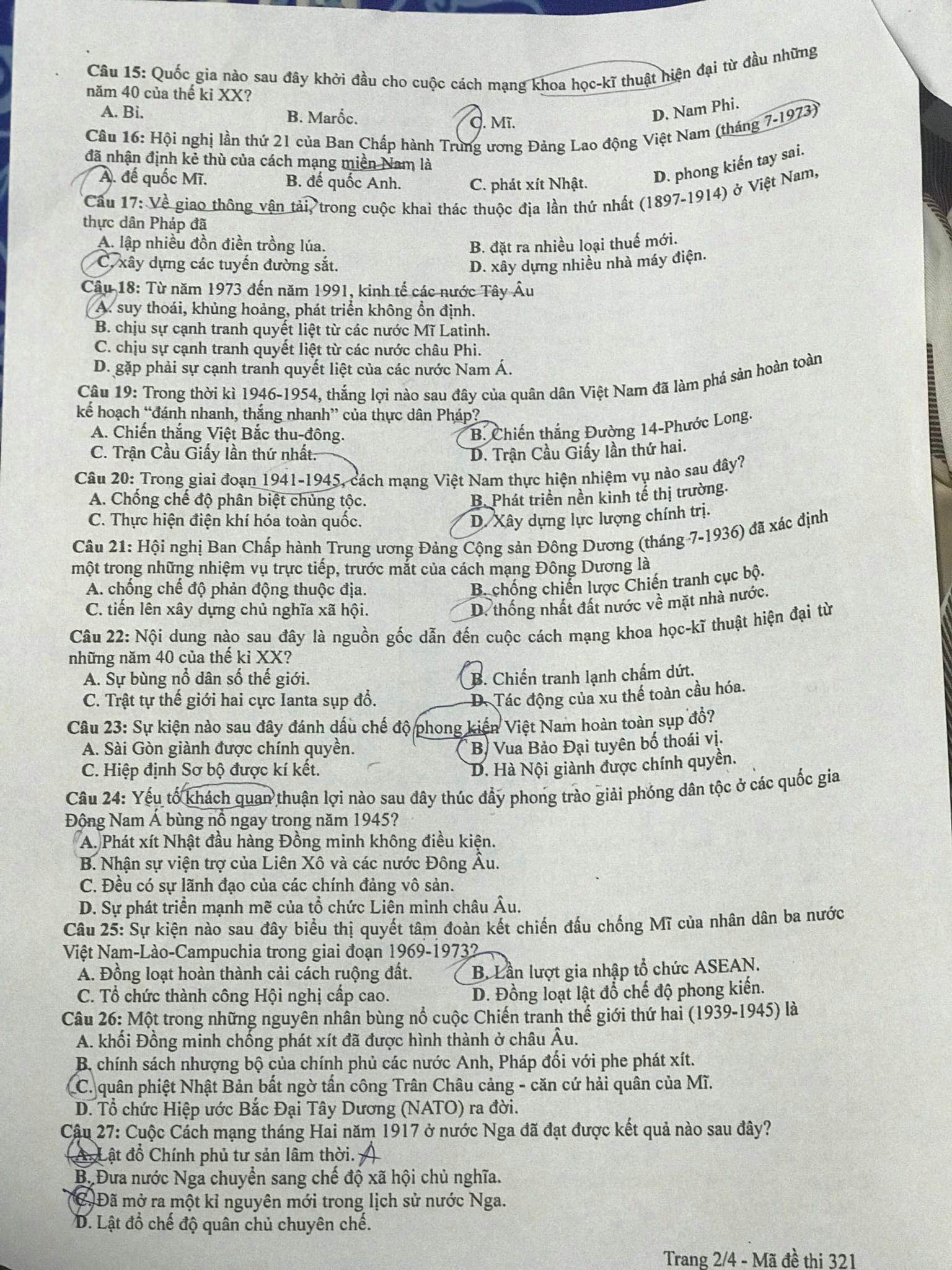 Giáo dục - Đề thi, đáp án môn Lịch sử mã đề 321 kỳ thi tốt nghiệp THPT năm 2023 (Hình 2).