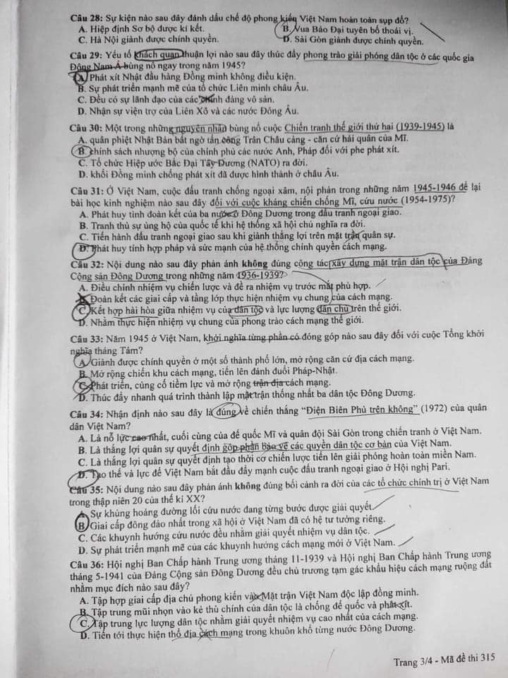 Giáo dục - Đề thi, đáp án môn Lịch sử mã đề 315 kỳ thi tốt nghiệp THPT năm 2023 (Hình 3).
