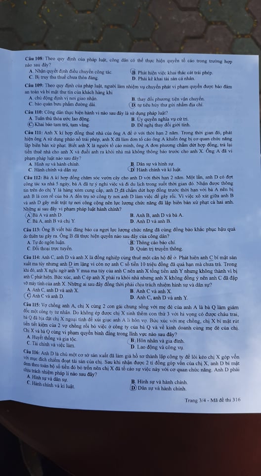 Giáo dục - Đáp án đề thi môn GDCD tốt nghiệp THPT 2020 chuẩn nhất mã đề 316 (Hình 3).