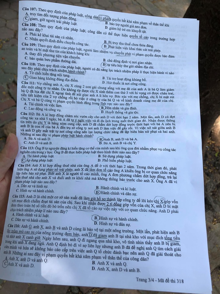 Giáo dục - Đáp án đề thi môn GDCD tốt nghiệp THPT 2020 chuẩn nhất mã đề 318 (Hình 3).