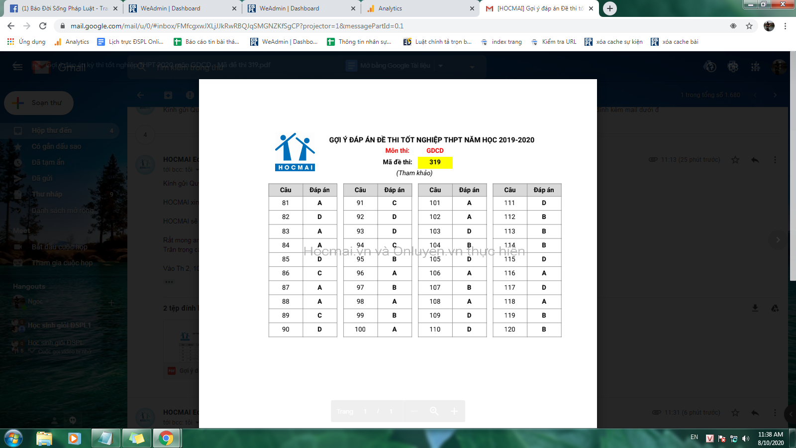 Giáo dục - Đáp án đề thi môn GDCD tốt nghiệp THPT 2020 chuẩn nhất mã đề 319 (Hình 5).