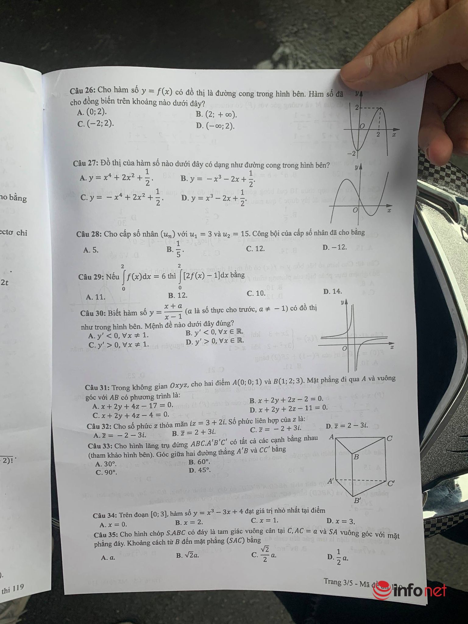 Giáo dục - Đáp án đề thi môn Toán tốt nghiệp THPT 2021 chuẩn nhất mã đề 119 (Hình 3).