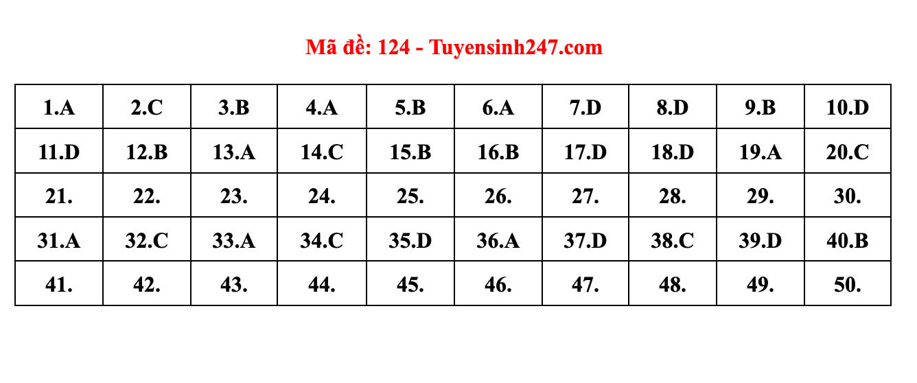 Giáo dục - Đáp án đề thi môn Toán tốt nghiệp THPT 2022 chuẩn nhất mã đề 124 (Hình 7).