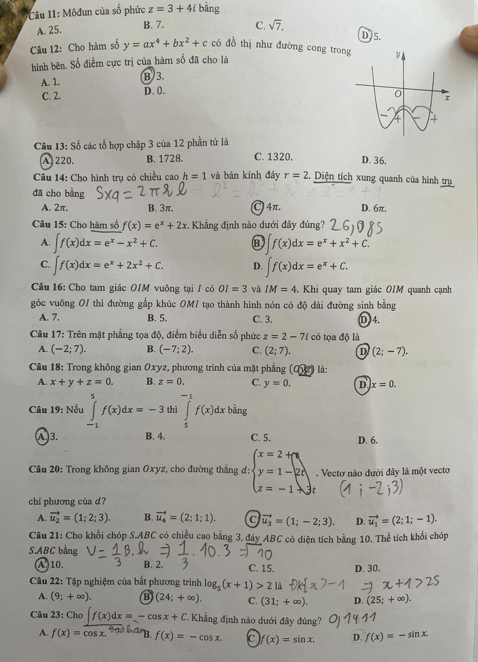 Giáo dục - Đáp án đề thi môn Toán tốt nghiệp THPT 2022 chuẩn nhất mã đề 124 (Hình 3).