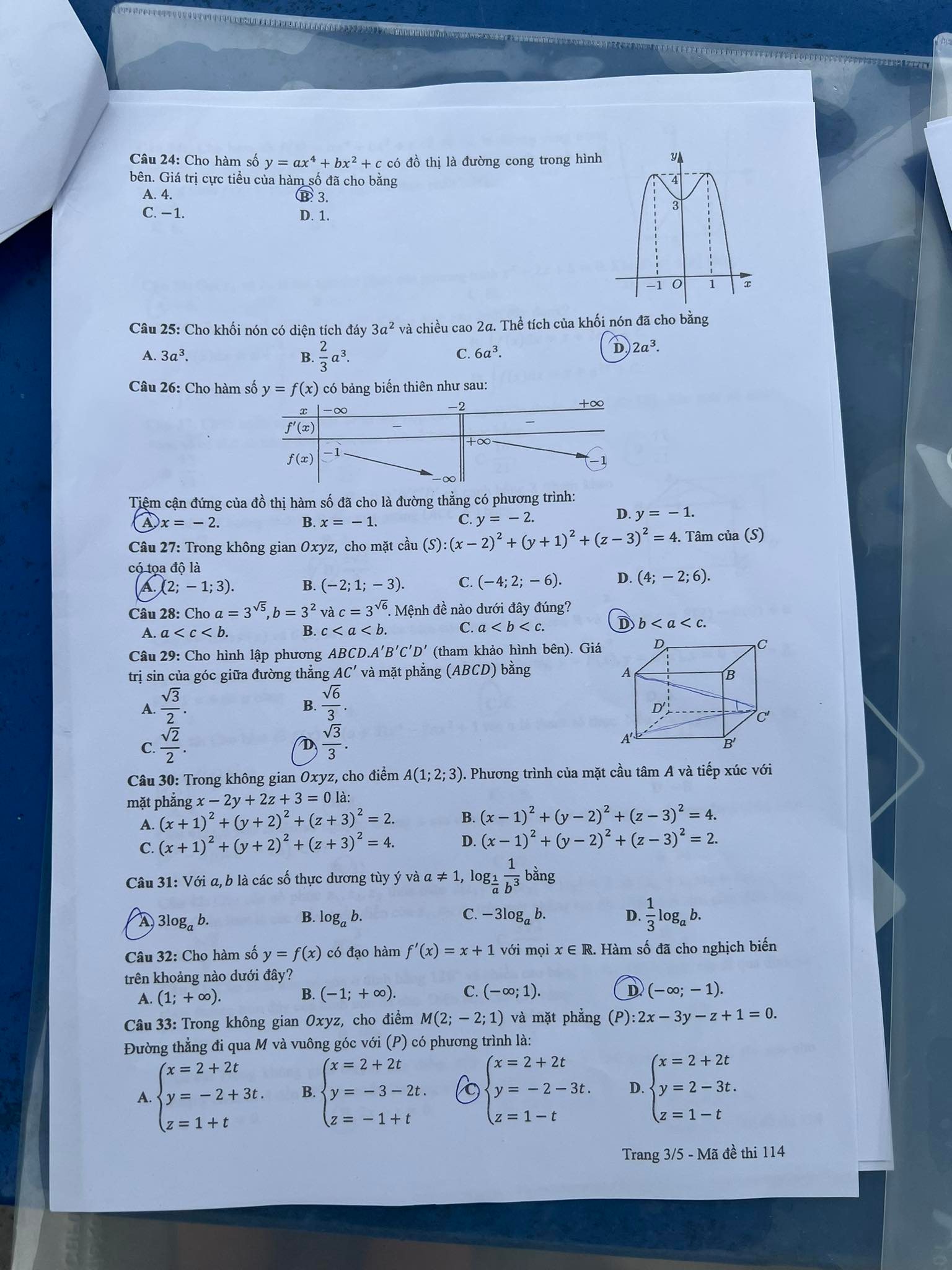 Giáo dục - Đáp án đề thi môn Toán tốt nghiệp THPT 2022 chuẩn nhất mã đề 114 (Hình 4).