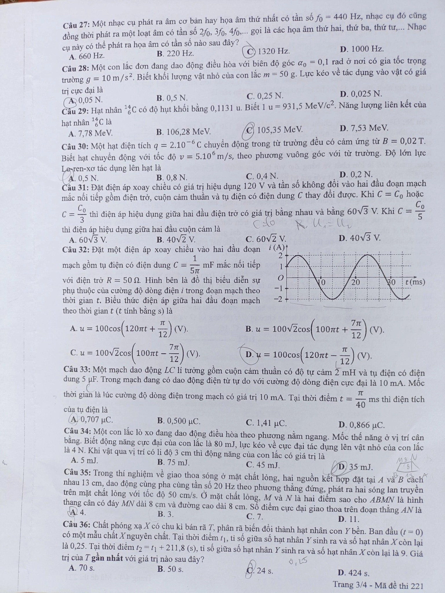 Giáo dục - Gợi ý đáp án đề thi môn Vật lý mã đề 221 thi tốt nghiệp THPT năm 2022 (Hình 4).