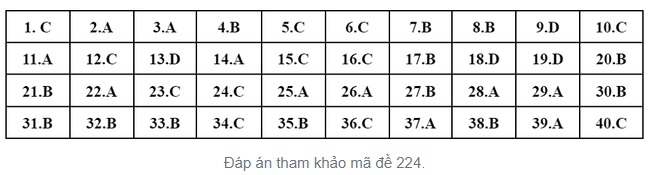 Giáo dục - Gợi ý đáp án đề thi môn Vật lý  mã đề 224 thi tốt nghiệp THPT năm 2022