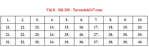 Giáo dục - Đáp án môn Vật lý thi tốt nghiệp THPT 2022 mã đề 203 cập nhật mới nhất