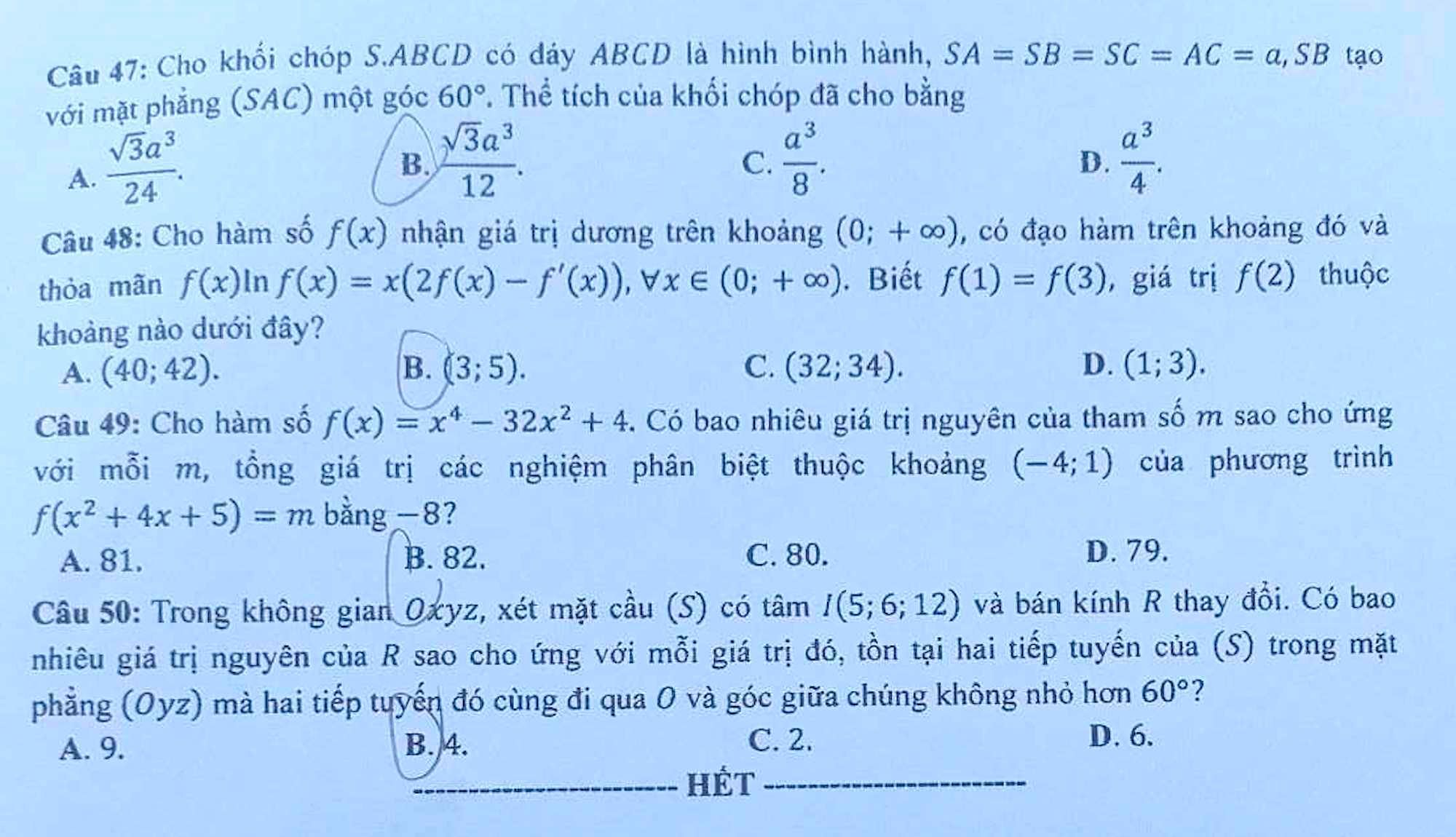 Giáo dục - Đề thi, đáp án môn Toán thi tốt nghiệp THPT 2023 chuẩn nhất mã đề 103 (Hình 5).