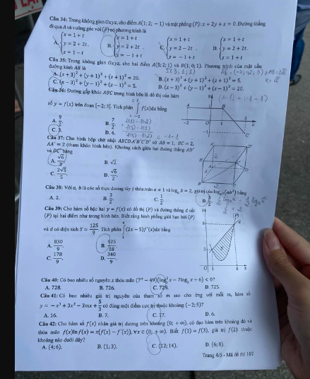 Giáo dục - Đề thi, đáp án môn Toán thi tốt nghiệp THPT 2023 chuẩn nhất mã đề 107 (Hình 4).