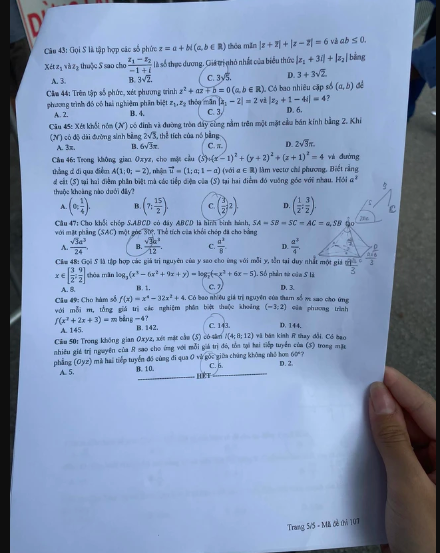 Giáo dục - Đề thi, đáp án môn Toán thi tốt nghiệp THPT 2023 chuẩn nhất mã đề 107 (Hình 5).