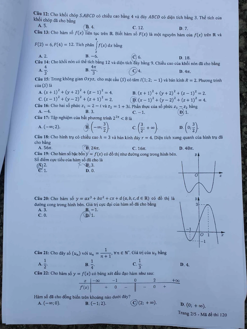 Giáo dục - Đề thi, đáp án môn Toán thi tốt nghiệp THPT 2023 chuẩn nhất mã đề 120 (Hình 2).