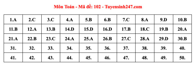 Giáo dục - Đề thi, đáp án môn Toán thi tốt nghiệp THPT 2023 chuẩn nhất mã đề 102 (Hình 6).